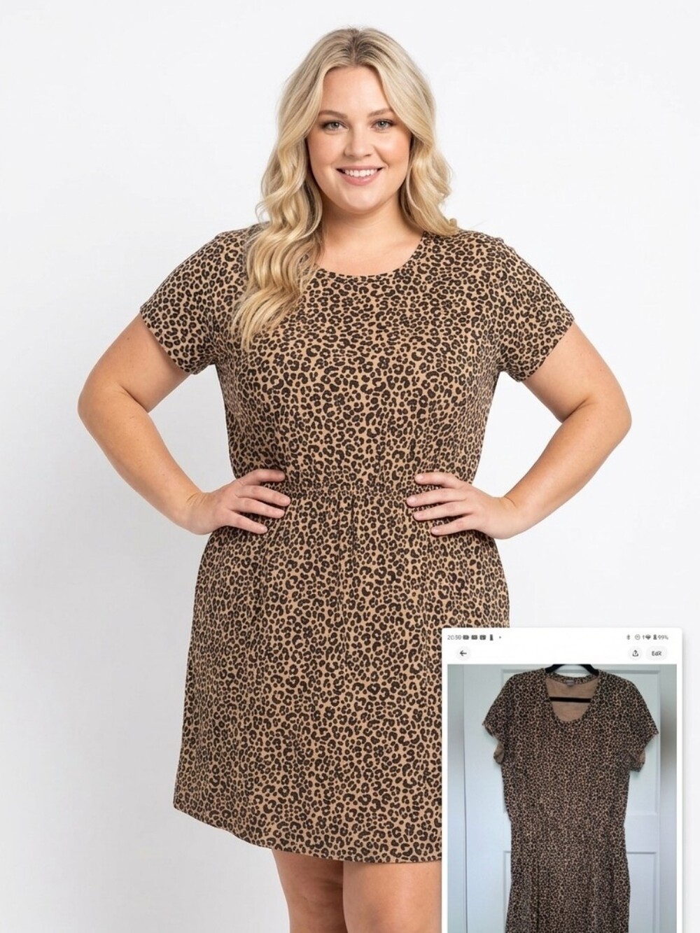 XL Dress 100% Cotton Leopard Print T Shirt Stretch